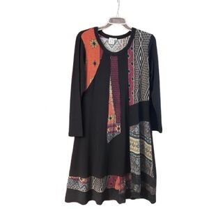 Parsley & Sage Multicolor Patchwork Long Sleeve Dress